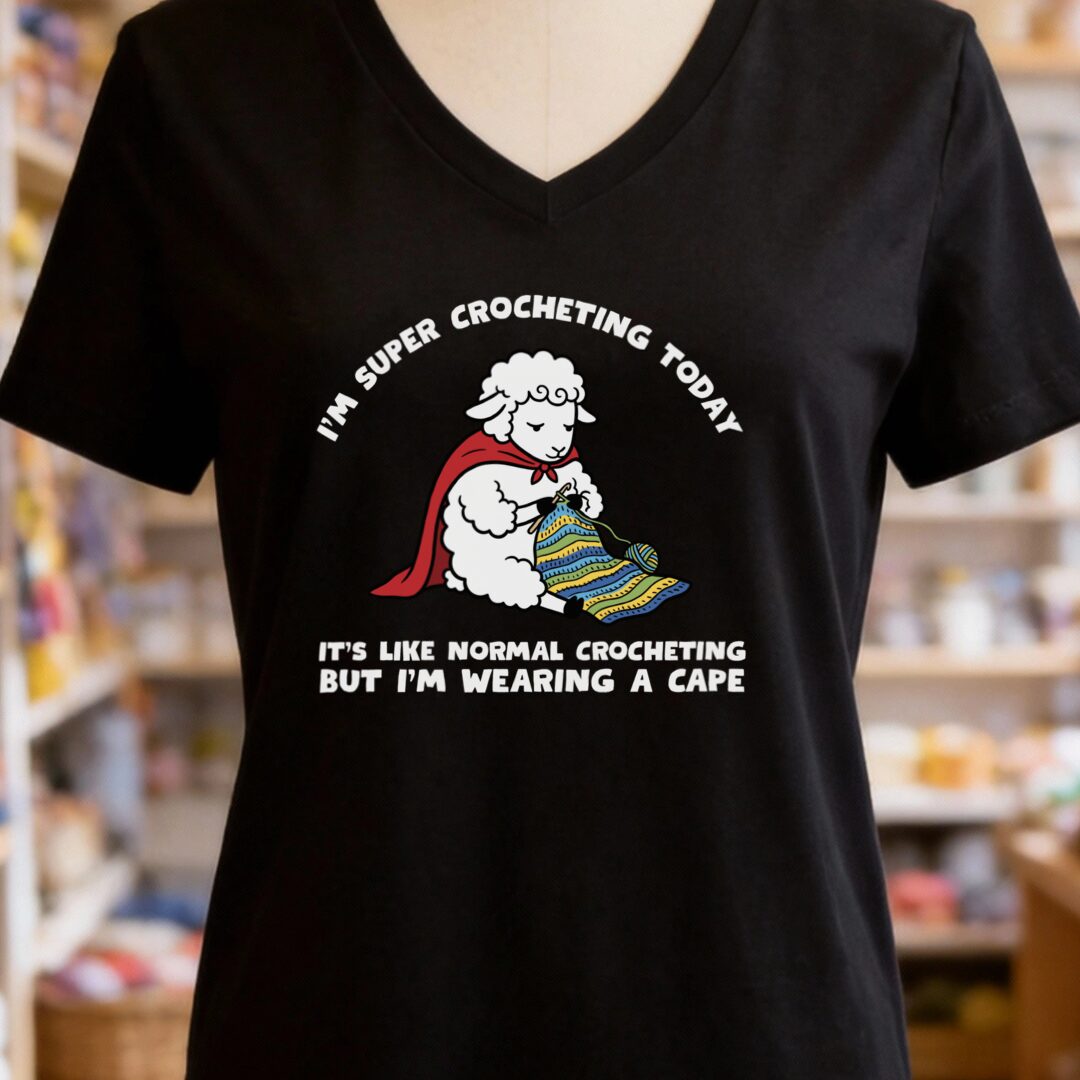 Super Crocheter Black V Neck.jpg