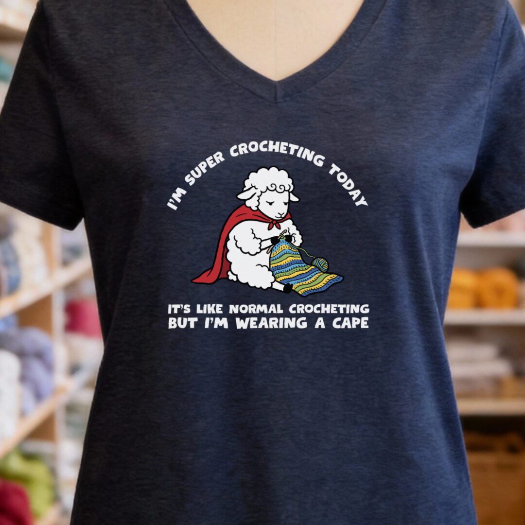 Super Crocheter Navy V Neck.jpg