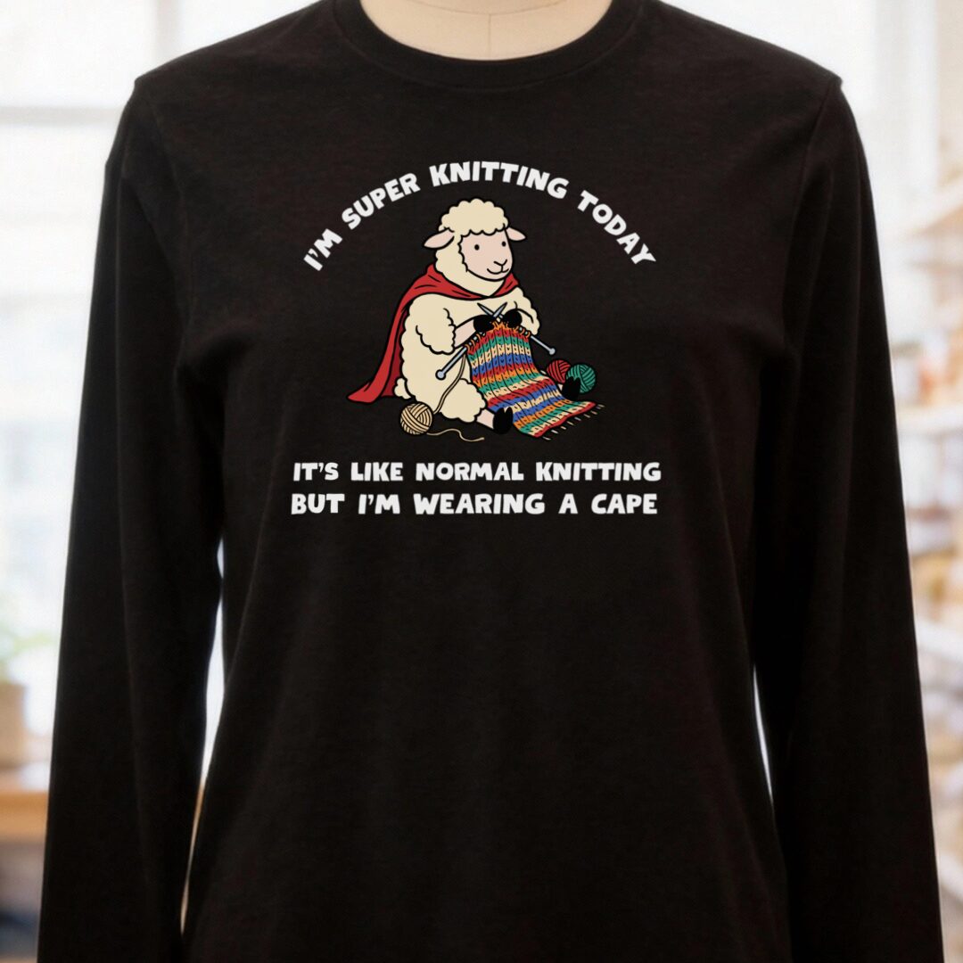 Super Knitter Black Long Sleeve Tee.jpg