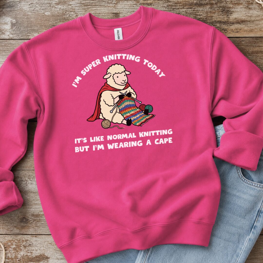 Super Knitter Bright Pink Sweatshirt.jpg