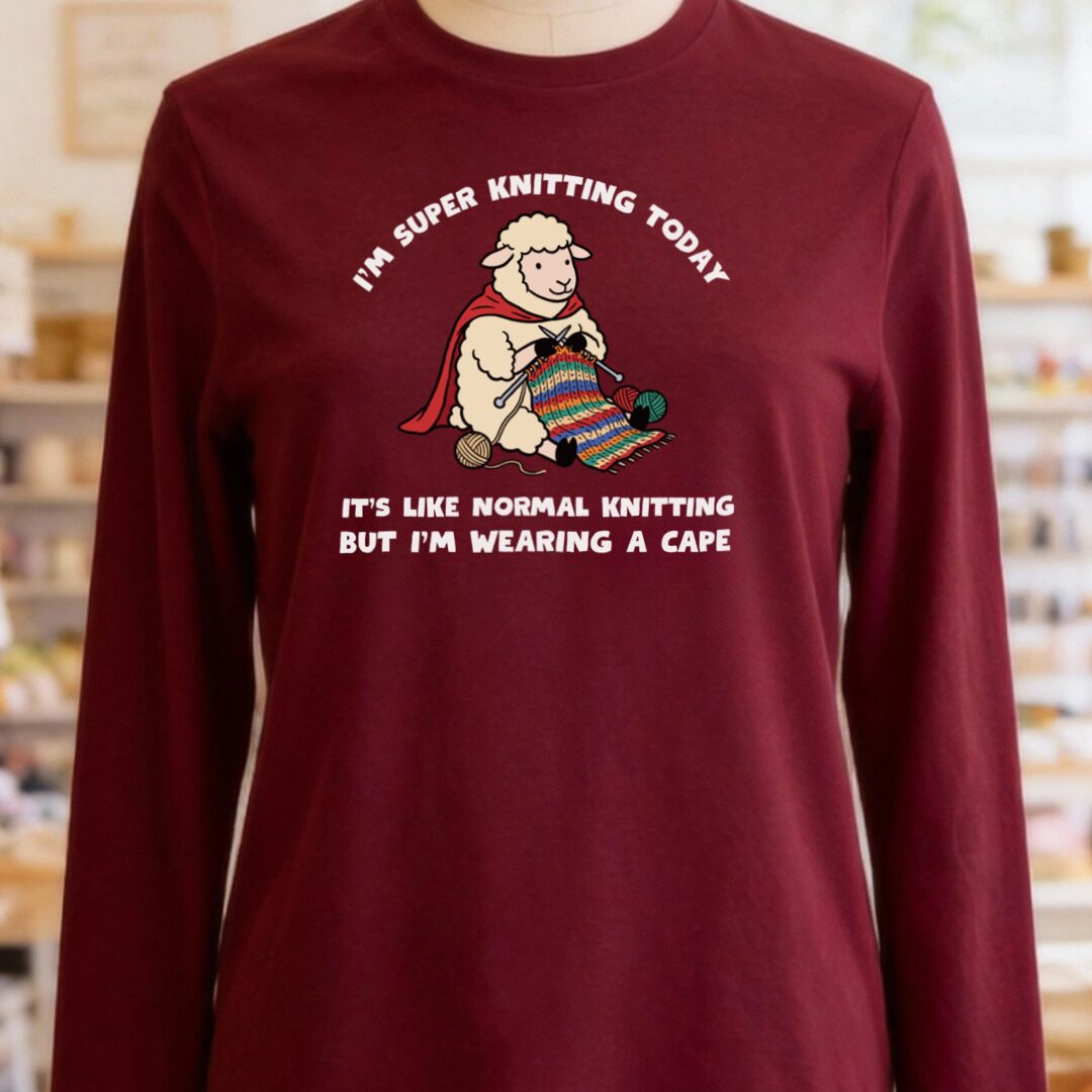 Super Knitter Maroon Long Sleeve Tee.jpg