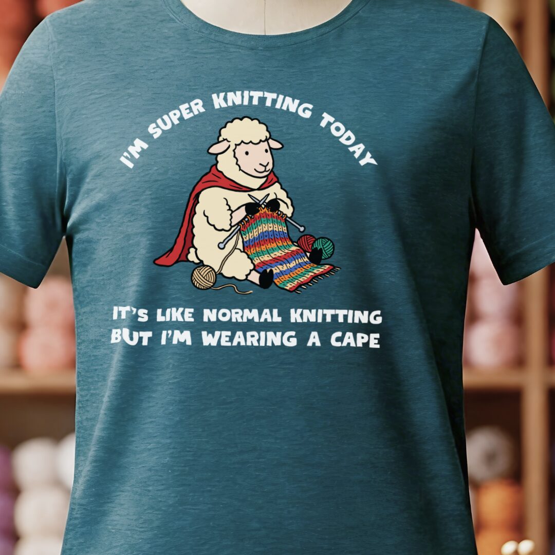 Super Knitter Teal Blue T-Shirt.jpg