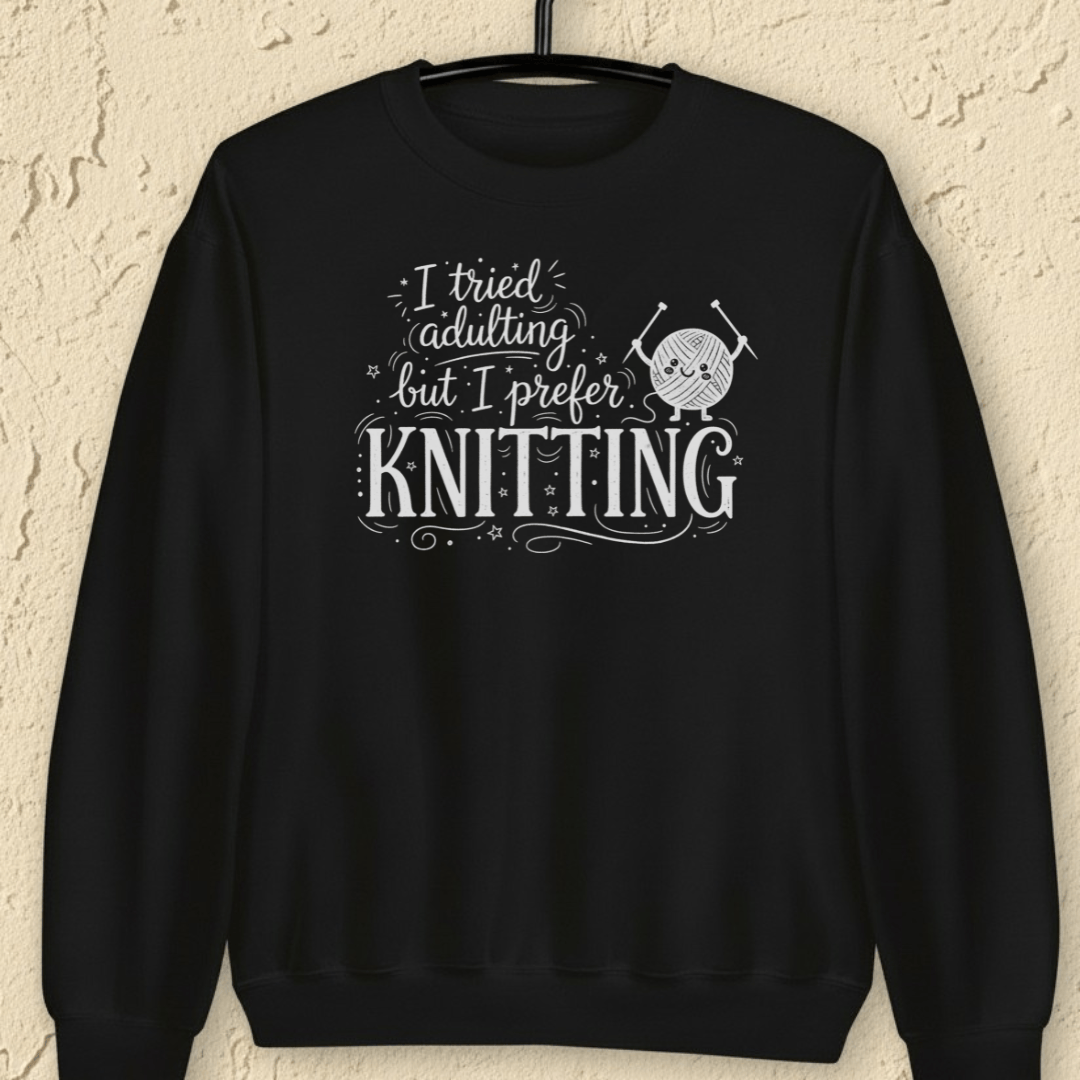 I Prefer Knitting Sweatshirt Black / S