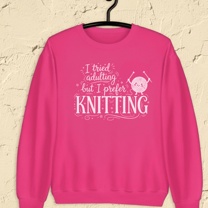 I Prefer Knitting Sweatshirt Heliconia / S