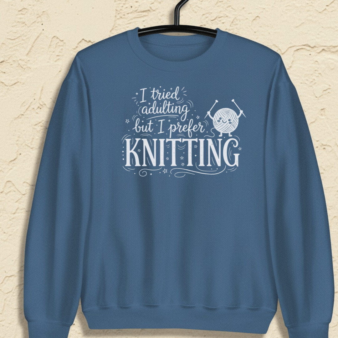 I Prefer Knitting Sweatshirt Indigo Blue / S