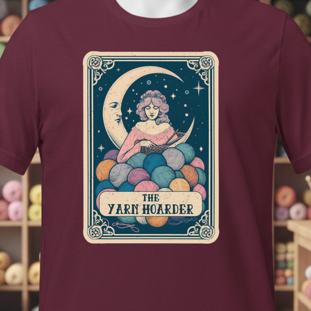 Tarot Card Yarn Hoarder T-Shirt Maroon t-shirt