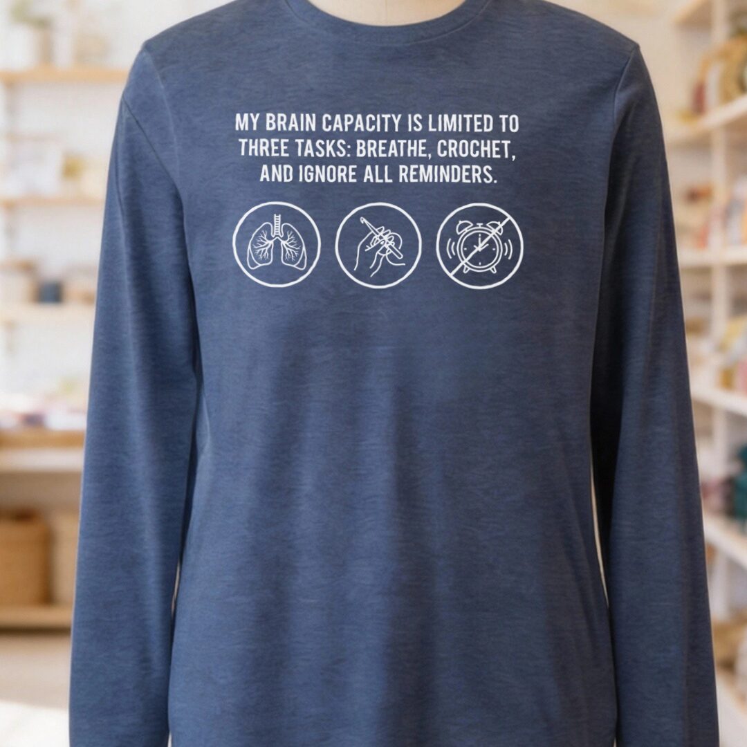 Task List Long Sleeve Tee Heather Navy t-shirt