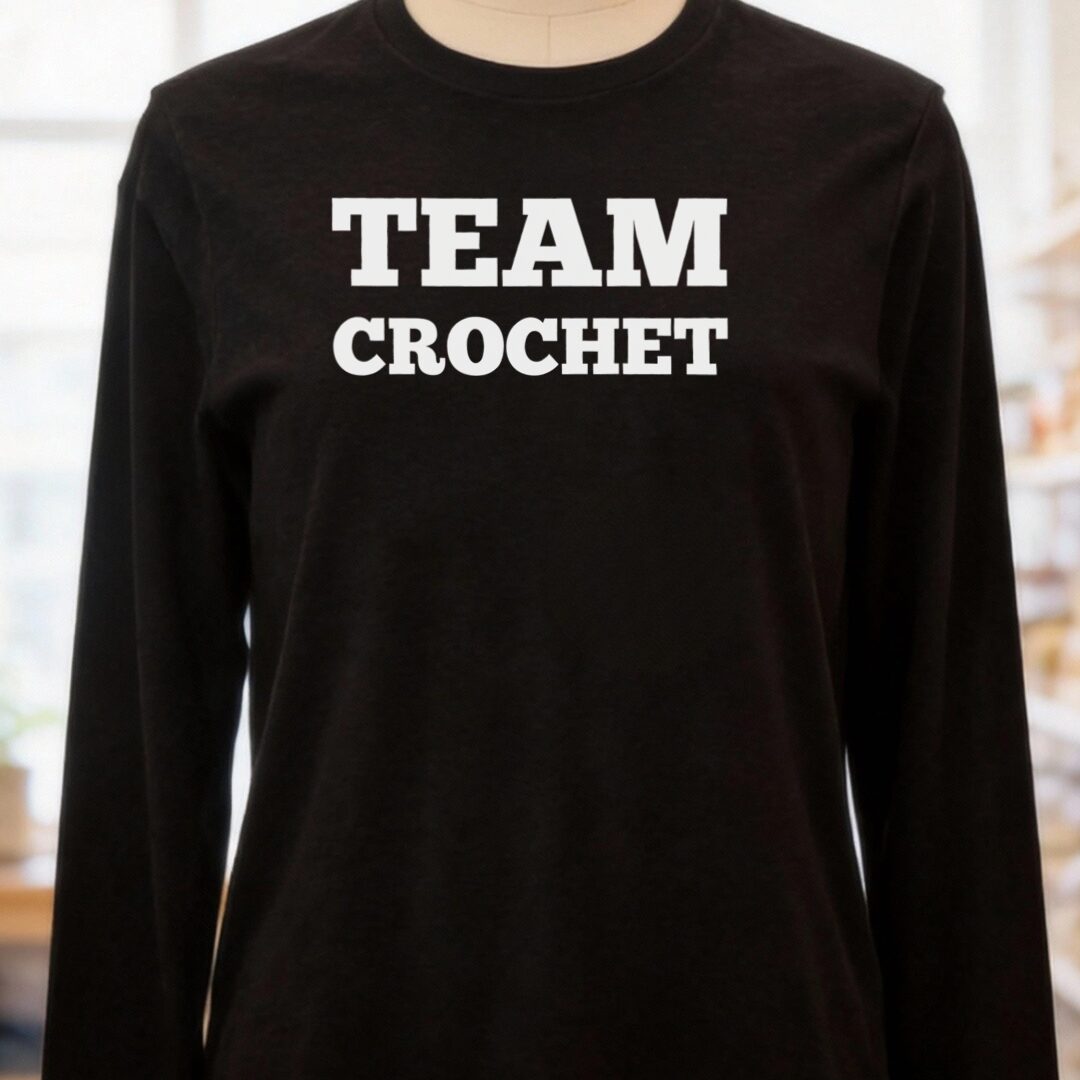 Team Crochet Long Sleeve Tee Black t-shirt