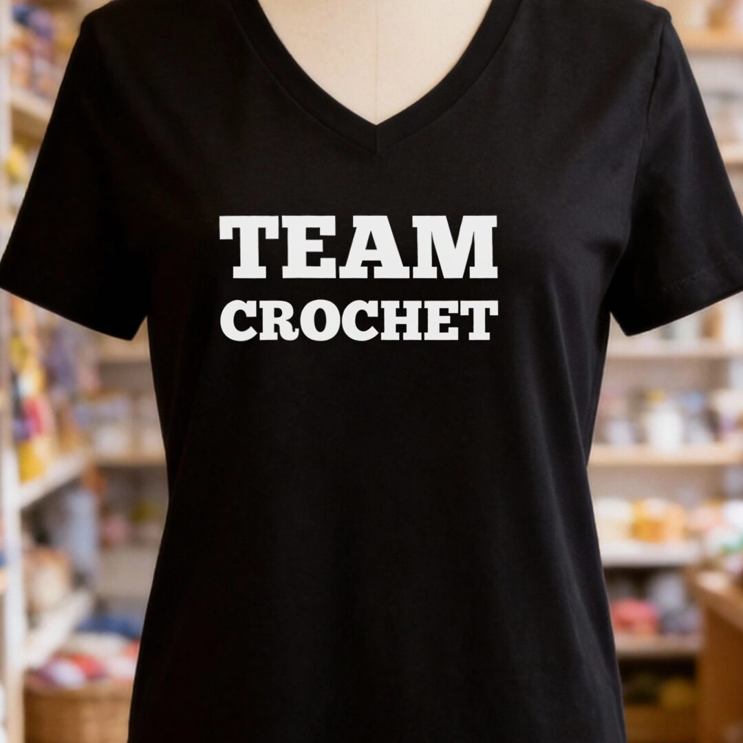 Team Crochet V-Neck T-Shirt Black t-shirt