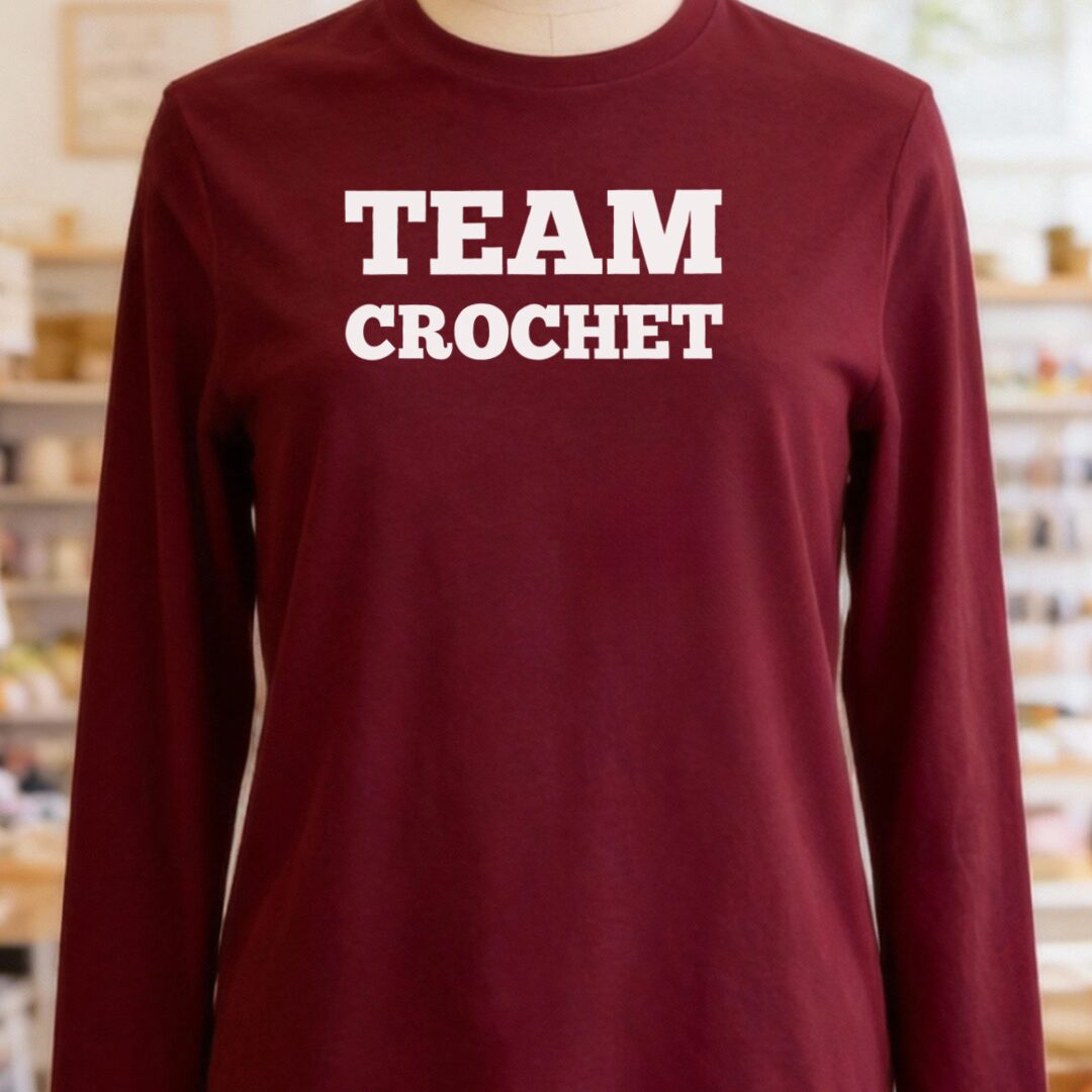 Team Crochet Long Sleeve Tee Maroon t-shirt