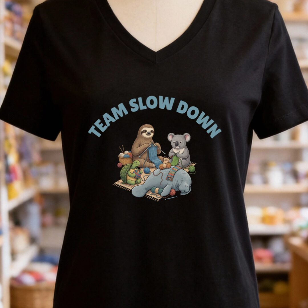 Team Slow Down V-Neck T-Shirt Black t-shirt