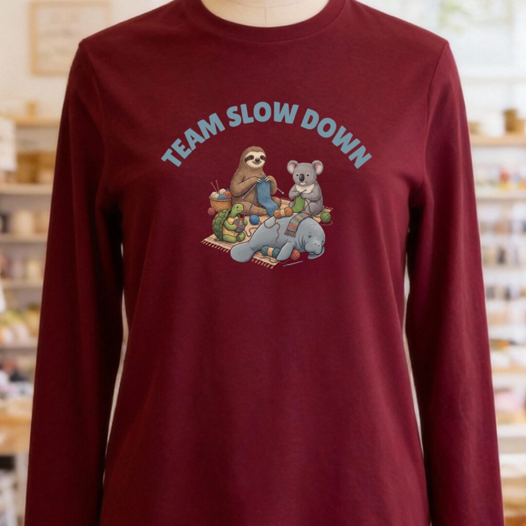 Team Slow Down Long Sleeve Tee Maroon t-shirt