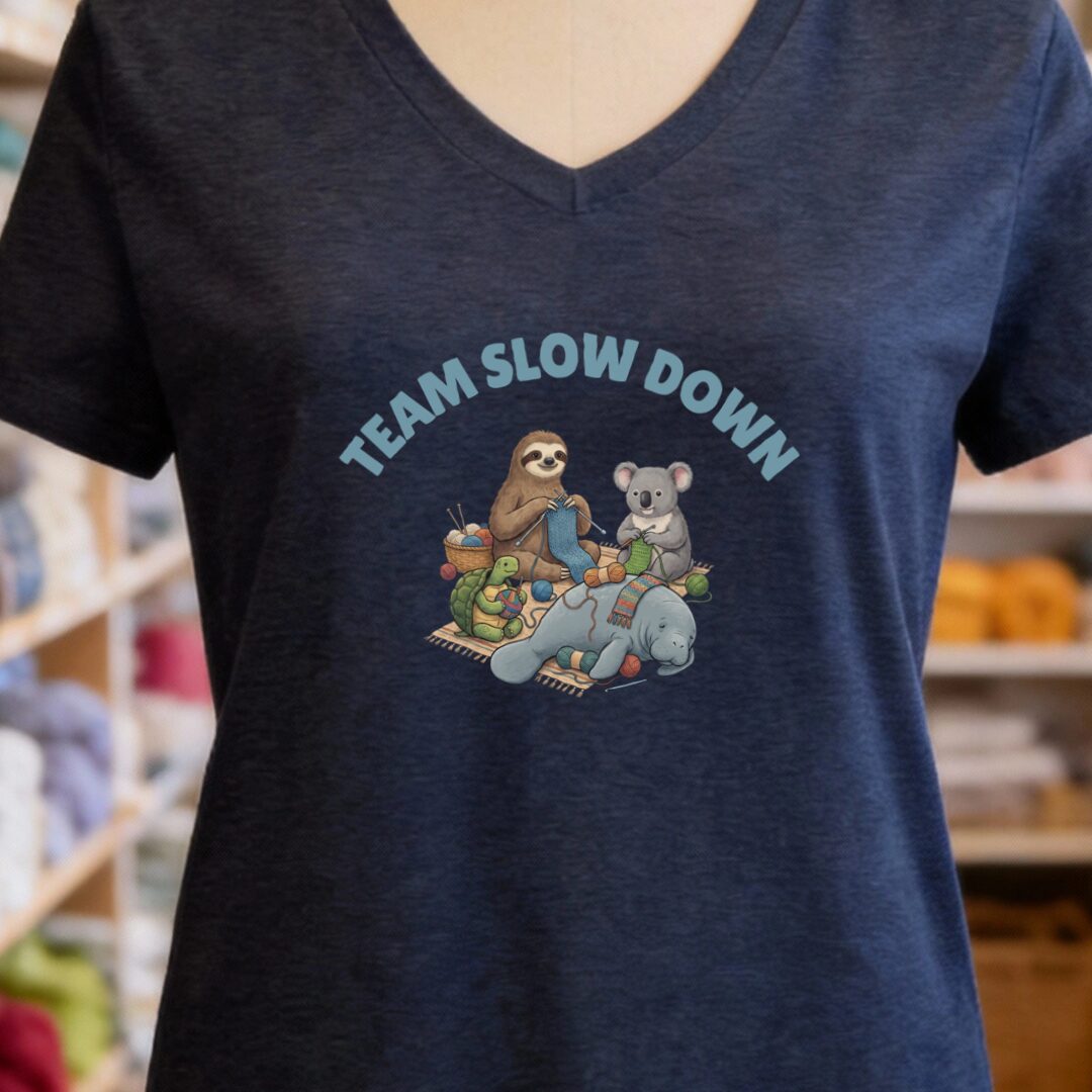 Team Slow Down V-Neck T-Shirt Navy t-shirt