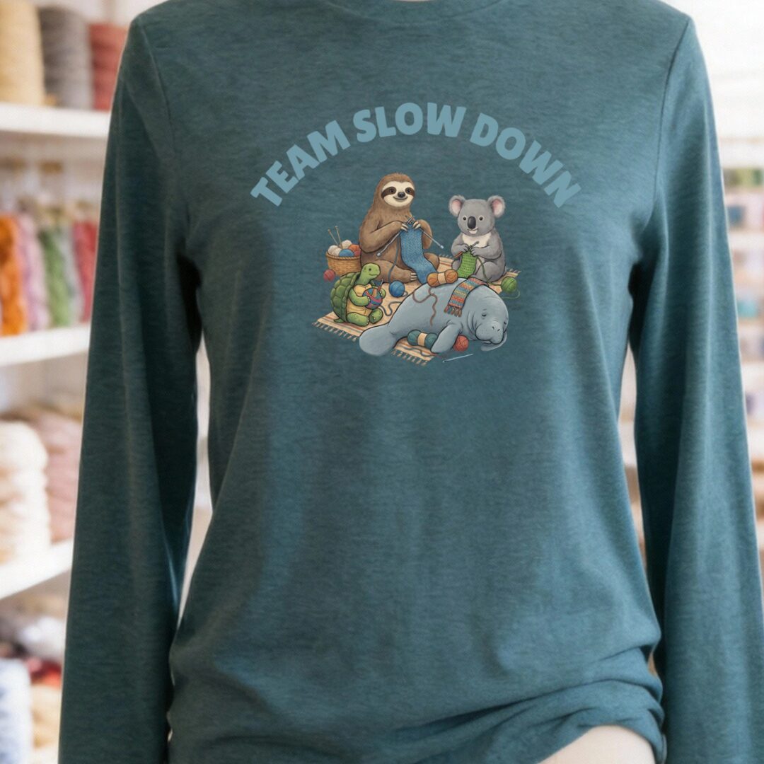 Team Slow Down Long Sleeve Tee Teal Blue t-shirt