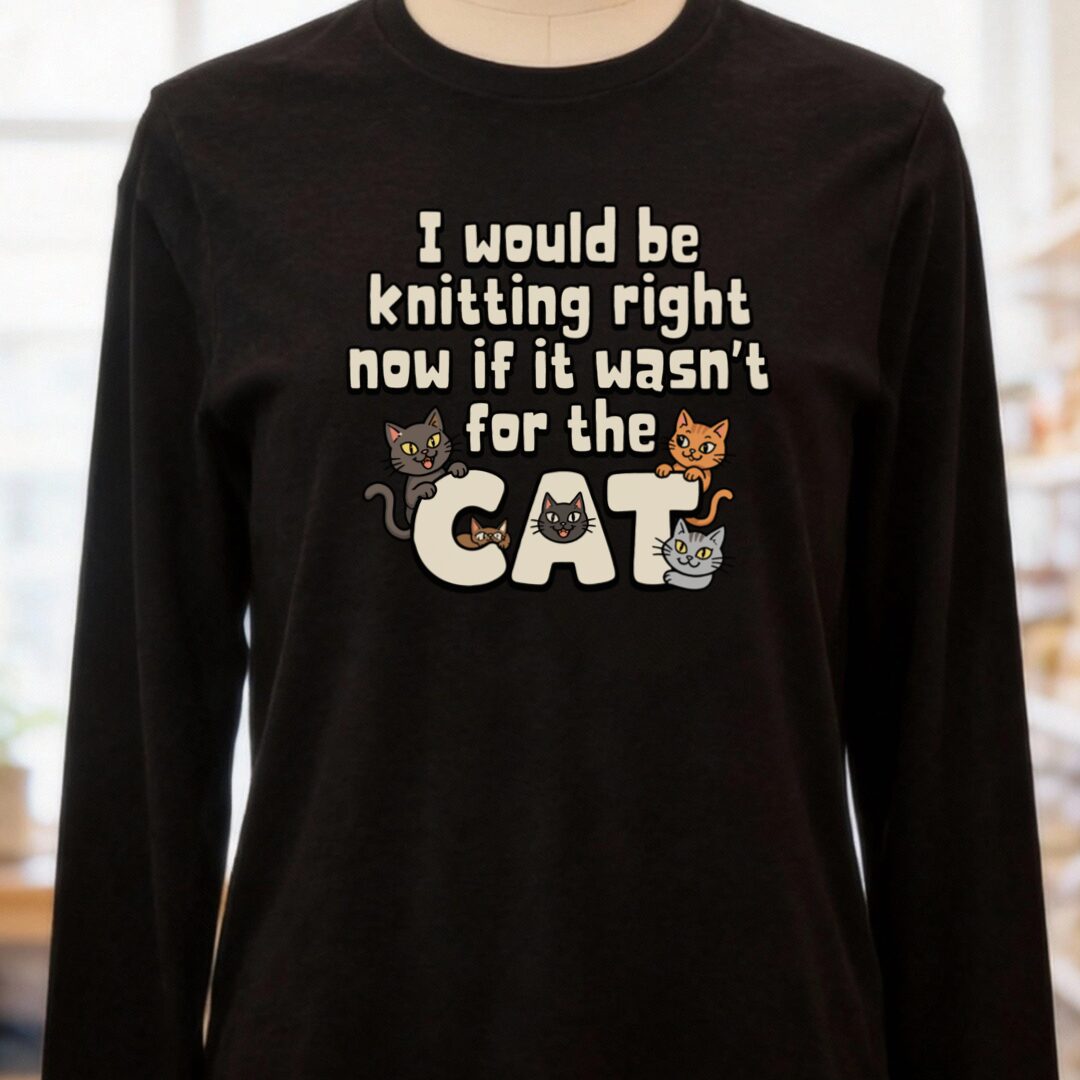 The Cat Stopped Me Long Sleeve Tee Black t-shirt