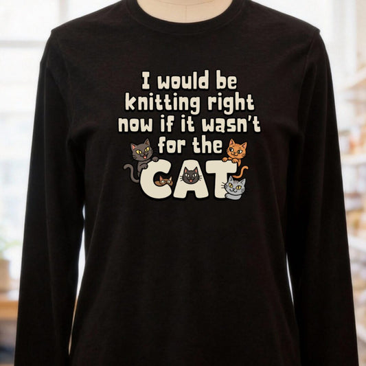 The Cat Stopped Me Black Long Sleeve Tee.jpg