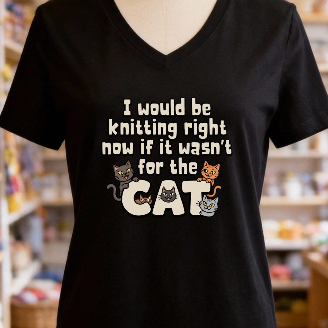 The Cat Stopped Me V-Neck T-Shirt Black t-shirt