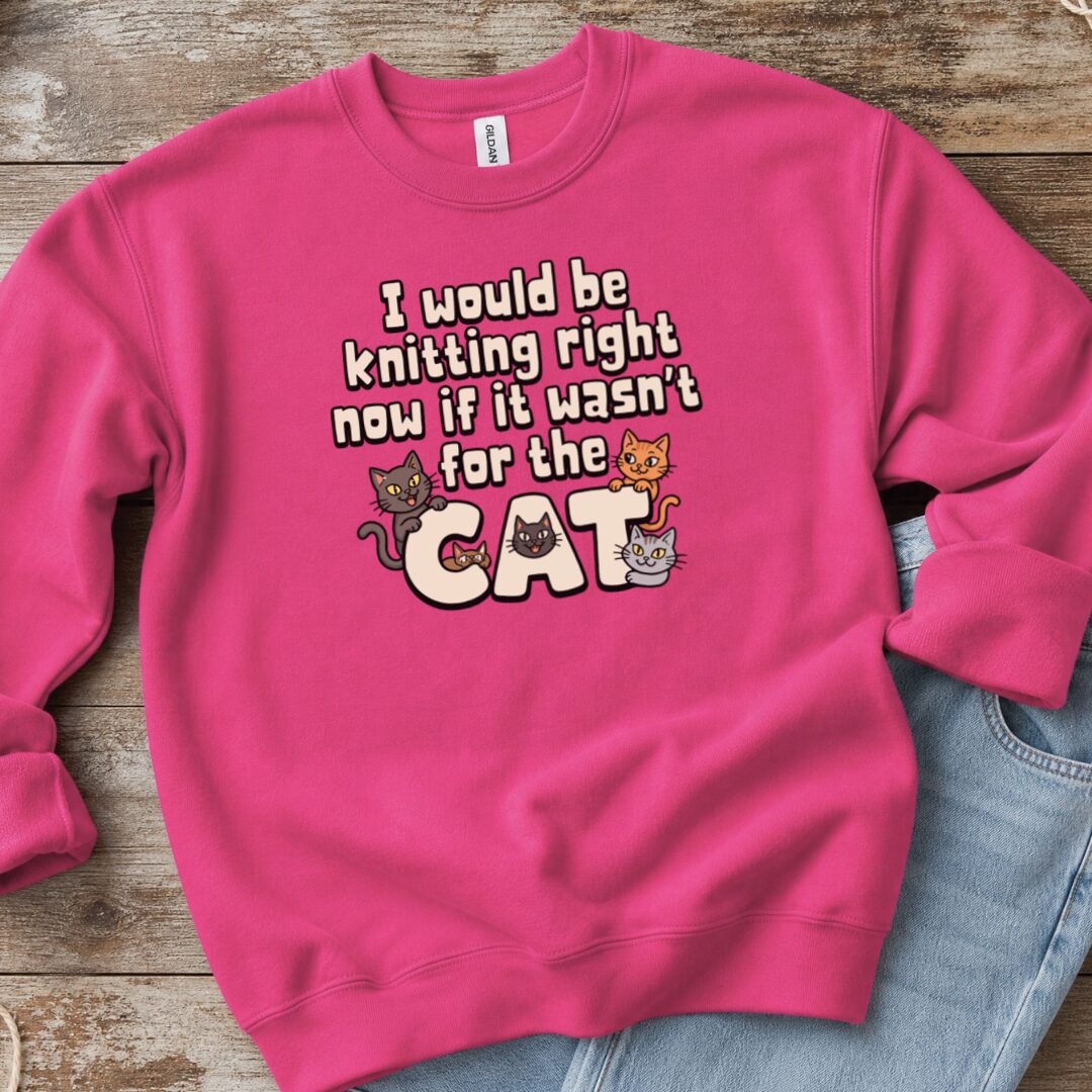 The Cat Stopped Me Sweatshirt Bright Pink t-shirt