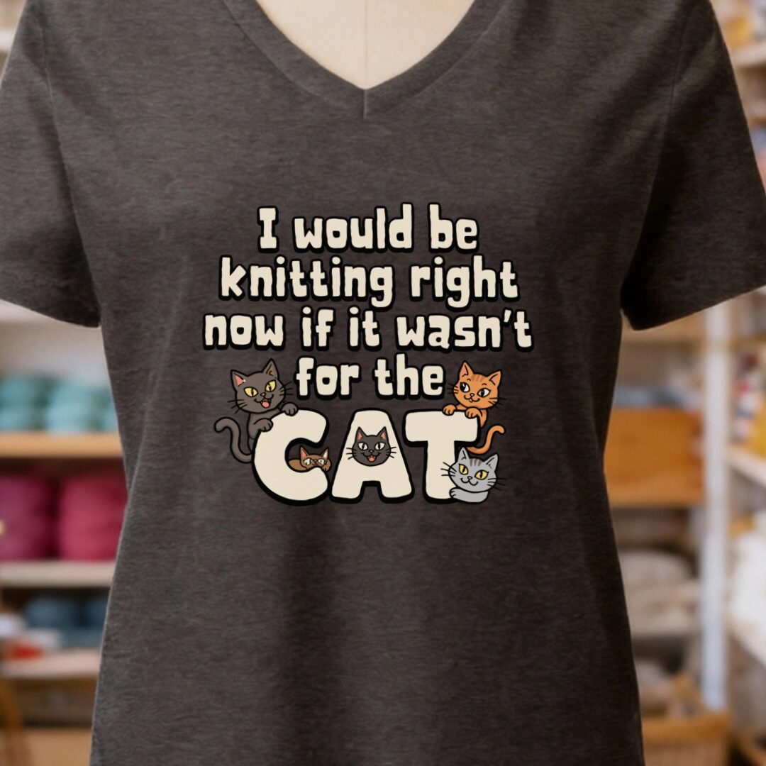 The Cat Stopped Me V-Neck T-Shirt Dark Grey t-shirt