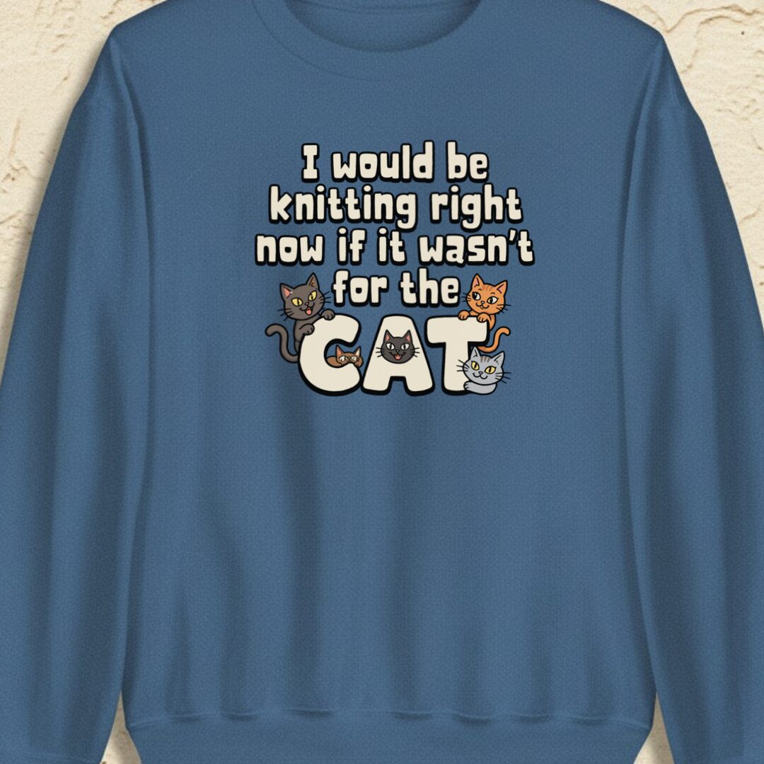 The Cat Stopped Me Indigo Blue Sweatshirt.jpg