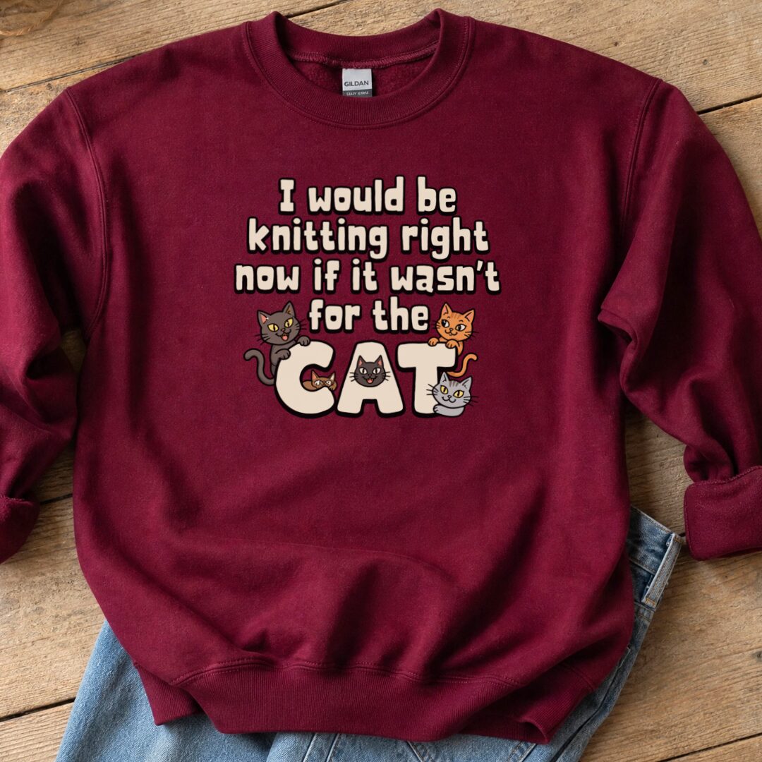 The Cat Stopped Me Sweatshirt Maroon t-shirt