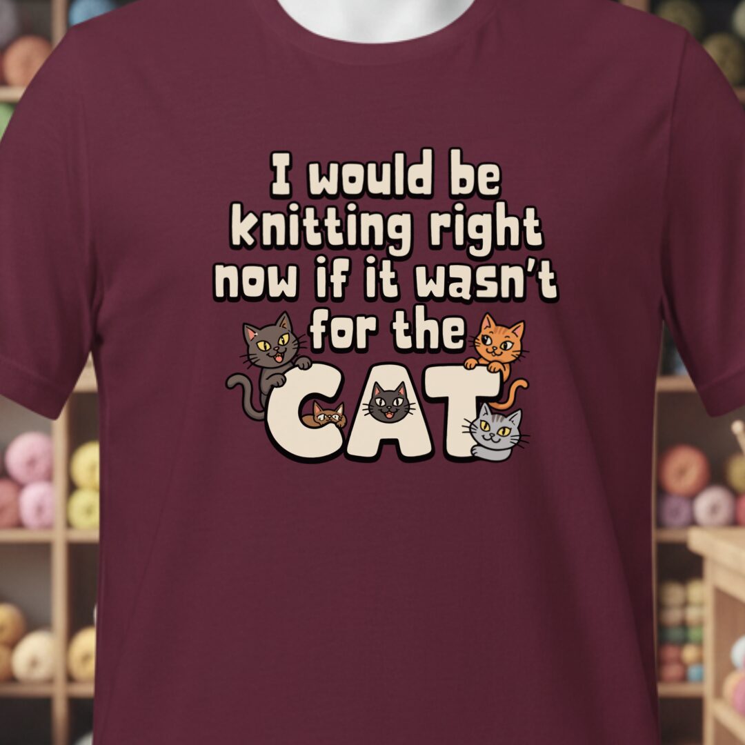 The Cat Stopped Me T-Shirt Maroon t-shirt