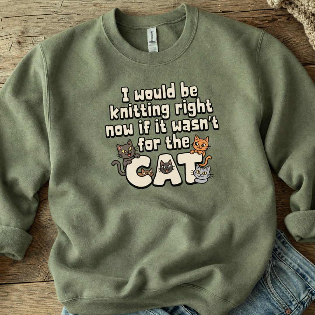 The Cat Stopped Me Sweatshirt Military Green t-shirt