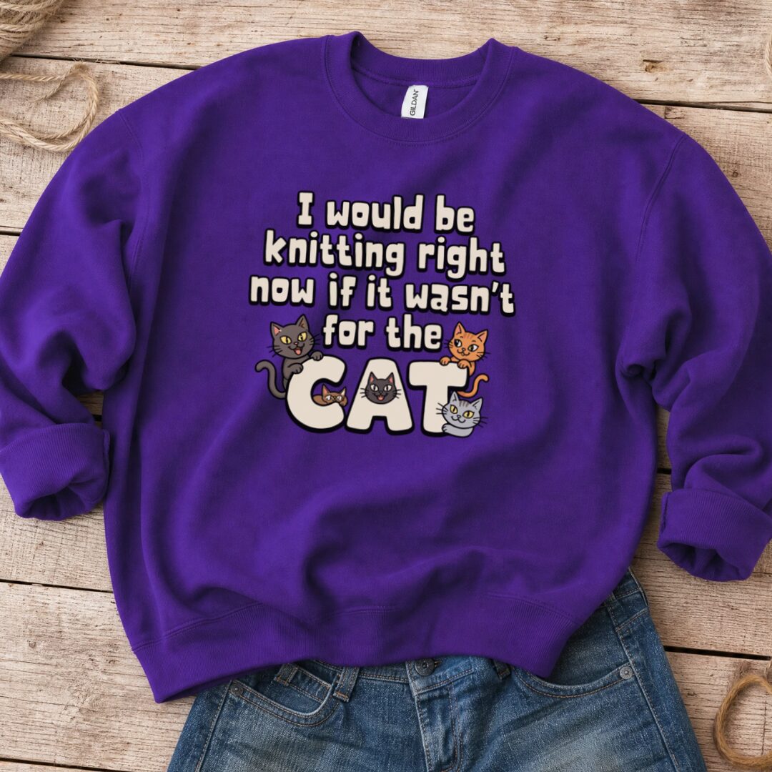 The Cat Stopped Me Sweatshirt Purple t-shirt