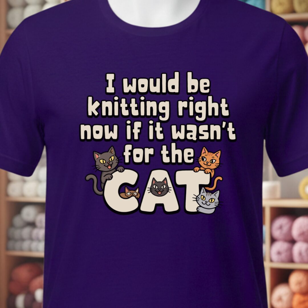 The Cat Stopped Me T-Shirt Purple t-shirt