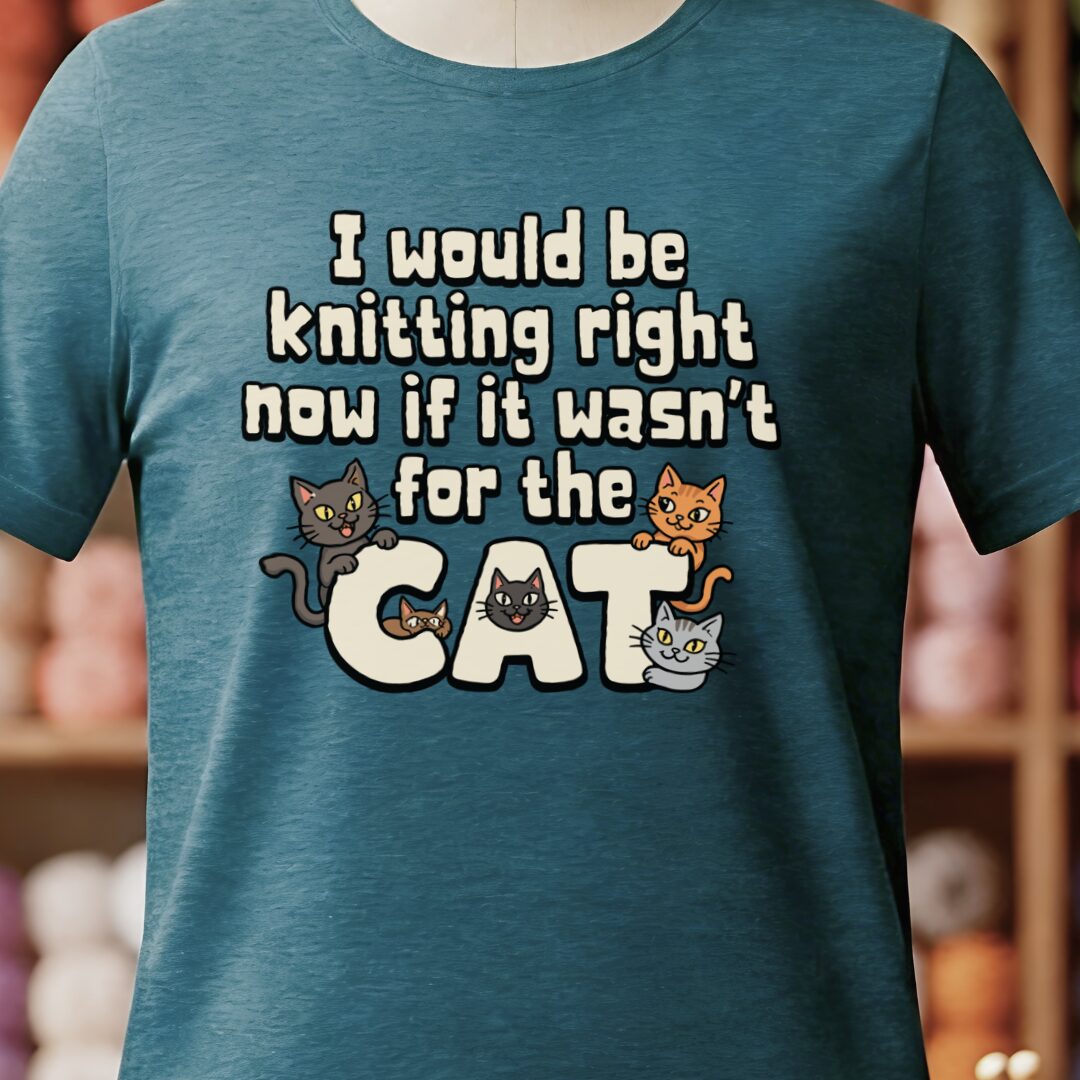 The Cat Stopped Me Teal Blue T-Shirt.jpg