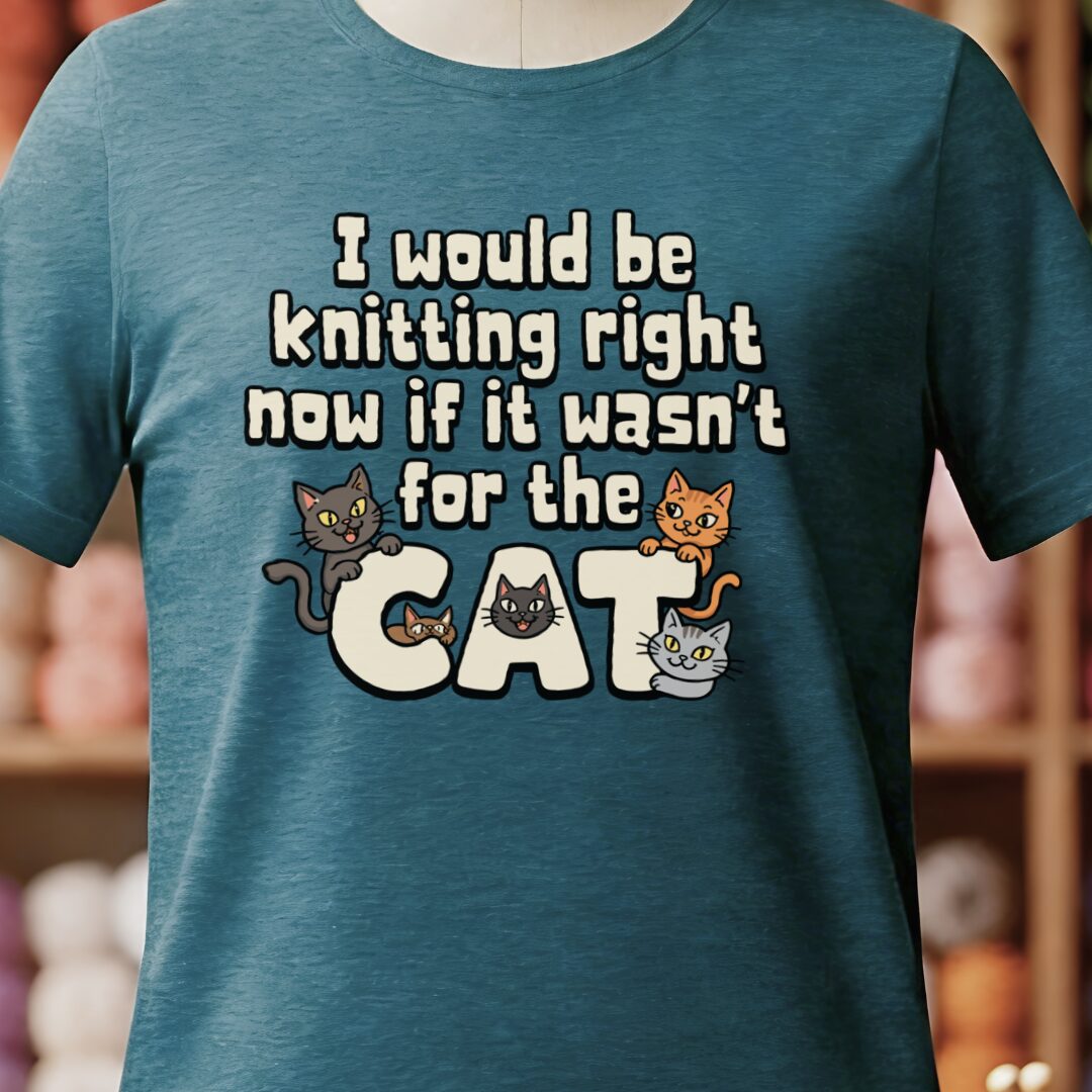 The Cat Stopped Me T-Shirt Teal Blue t-shirt