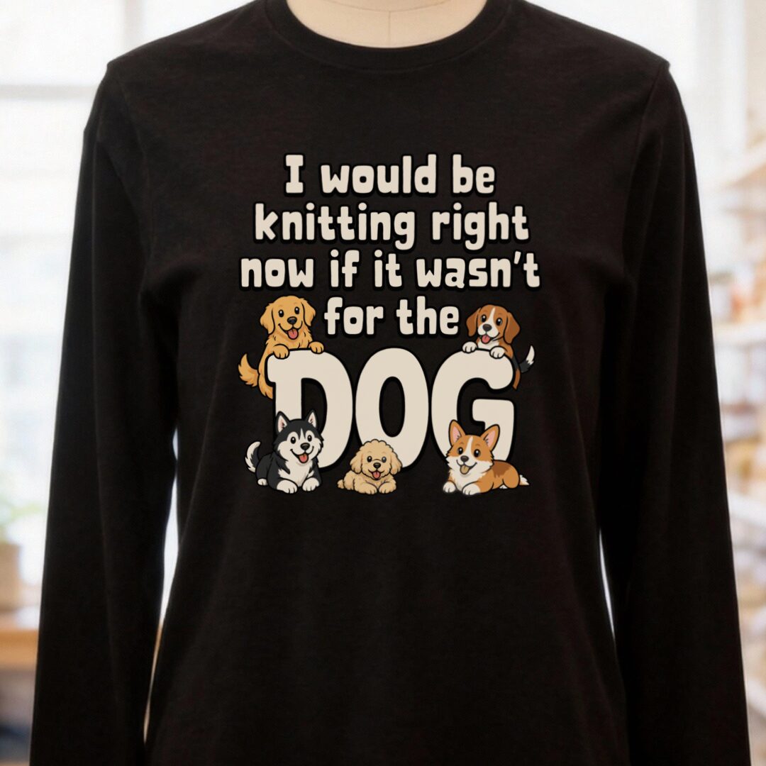 The Dog Stopped Me Long Sleeve Tee Black t-shirt
