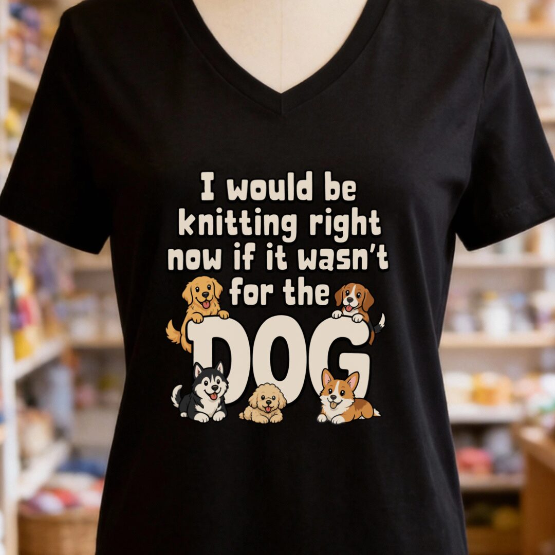 The Dog Stopped Me V-Neck T-Shirt Black t-shirt