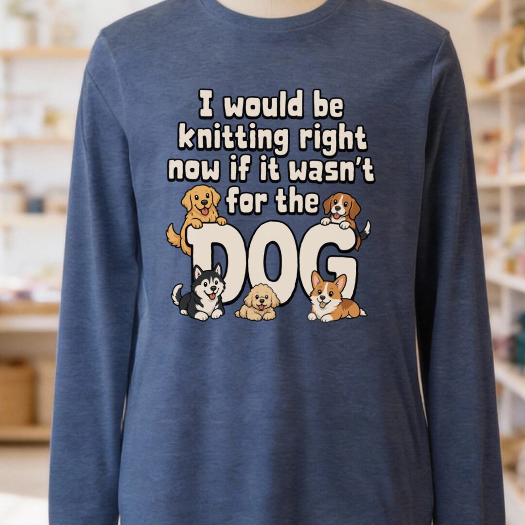 The Dog Stopped Me Long Sleeve Tee Navy t-shirt
