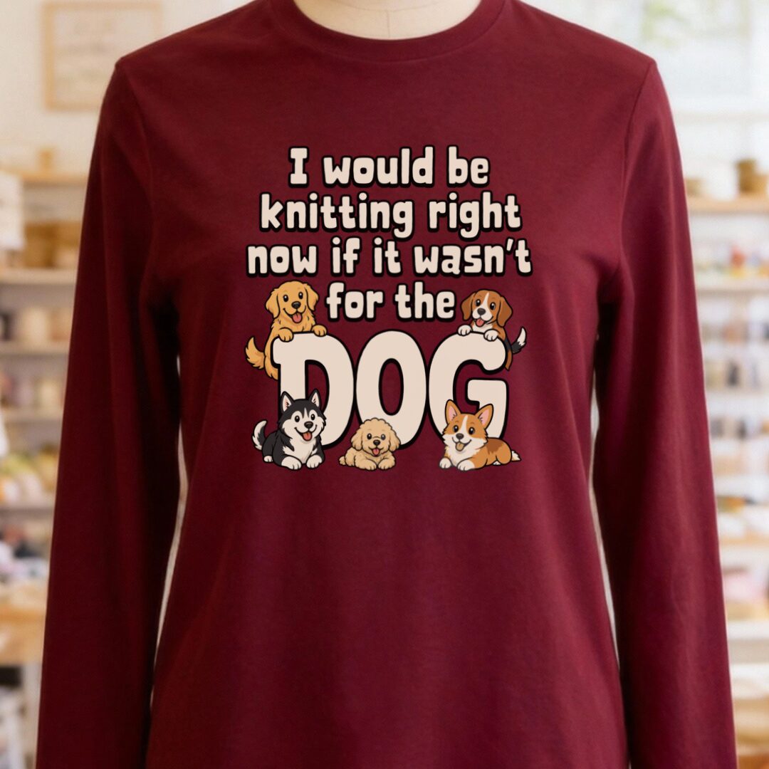 The Dog Stopped Me Long Sleeve Tee Maroon t-shirt