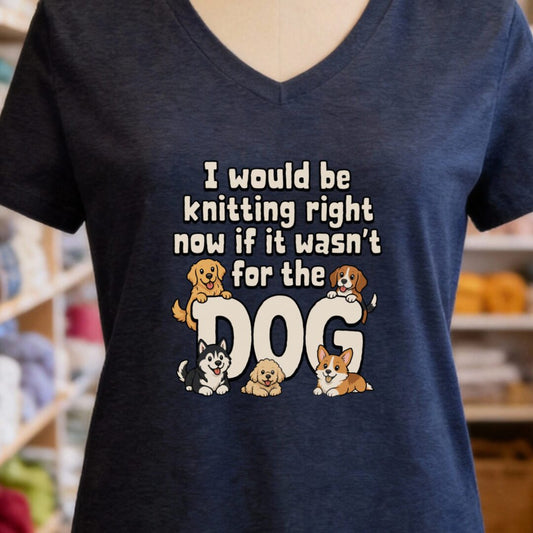 The Dog Stopped Me V-Neck T-Shirt Navy t-shirt