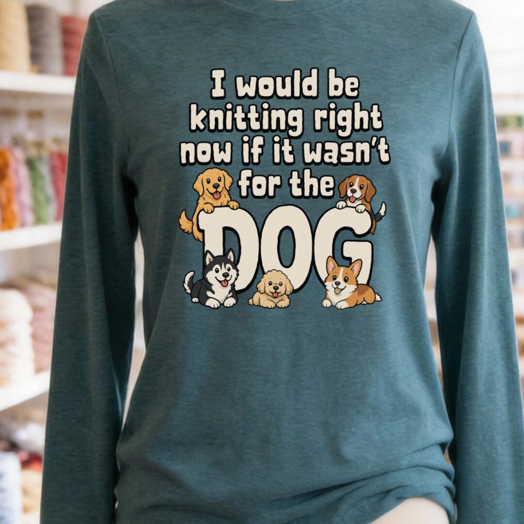 The Dog Stopped Me Long Sleeve Tee Teal Blue t-shirt