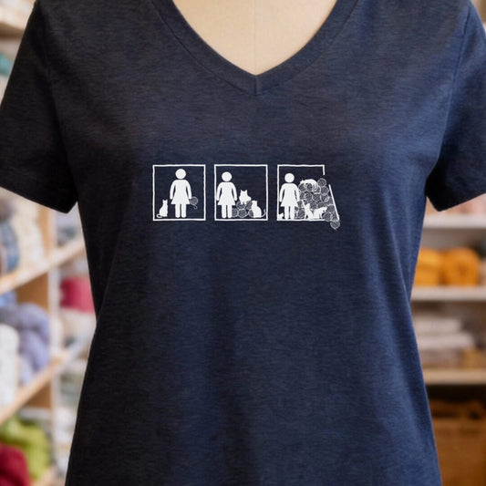 The Inevitable Escalation V-Neck T-Shirt Navy t-shirt
