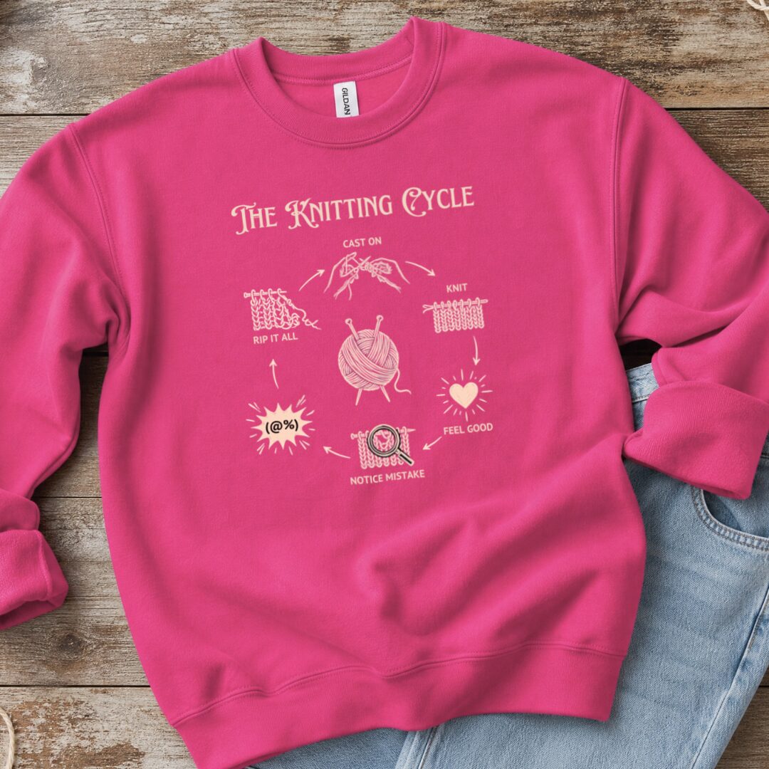 The Knitting Cycle Sweatshirt Bright Pink t-shirt