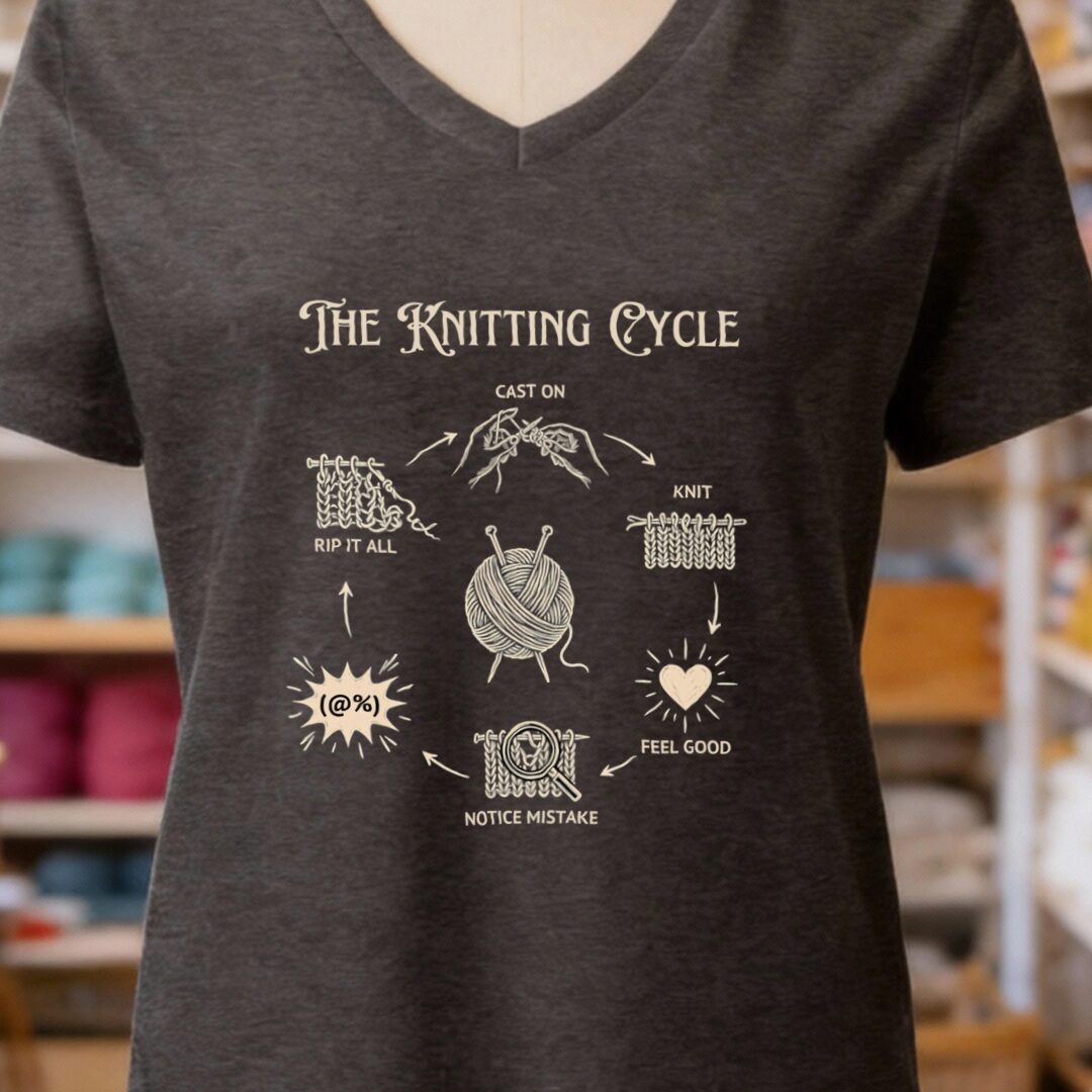 The Knitting Cycle V-Neck T-Shirt Dark Grey t-shirt