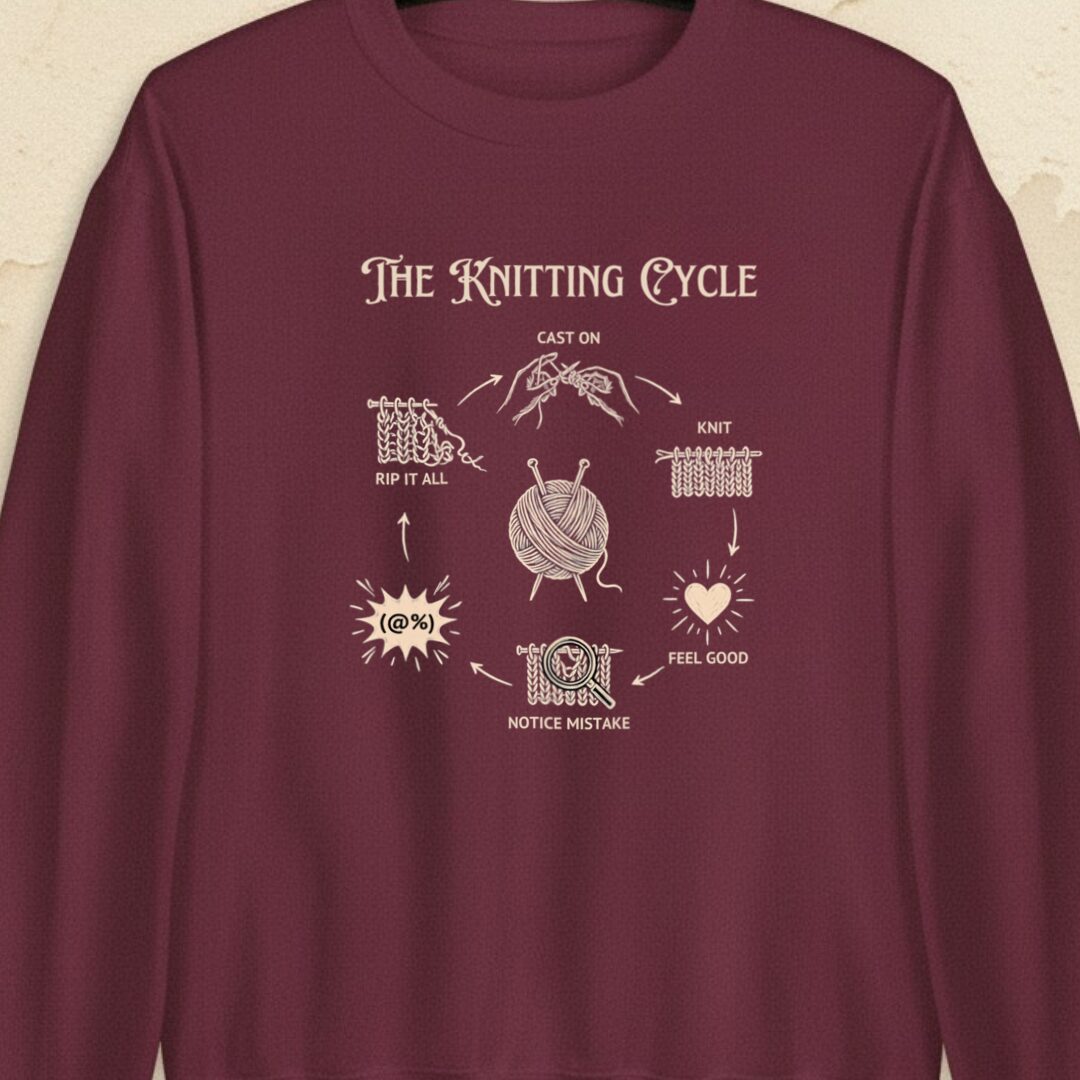 The Knitting Cycle Maroon Sweatshirt.jpg