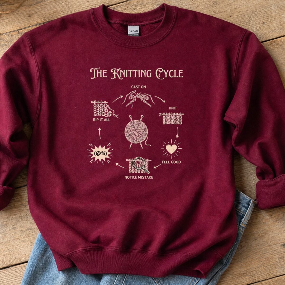 The Knitting Cycle Sweatshirt Maroon t-shirt