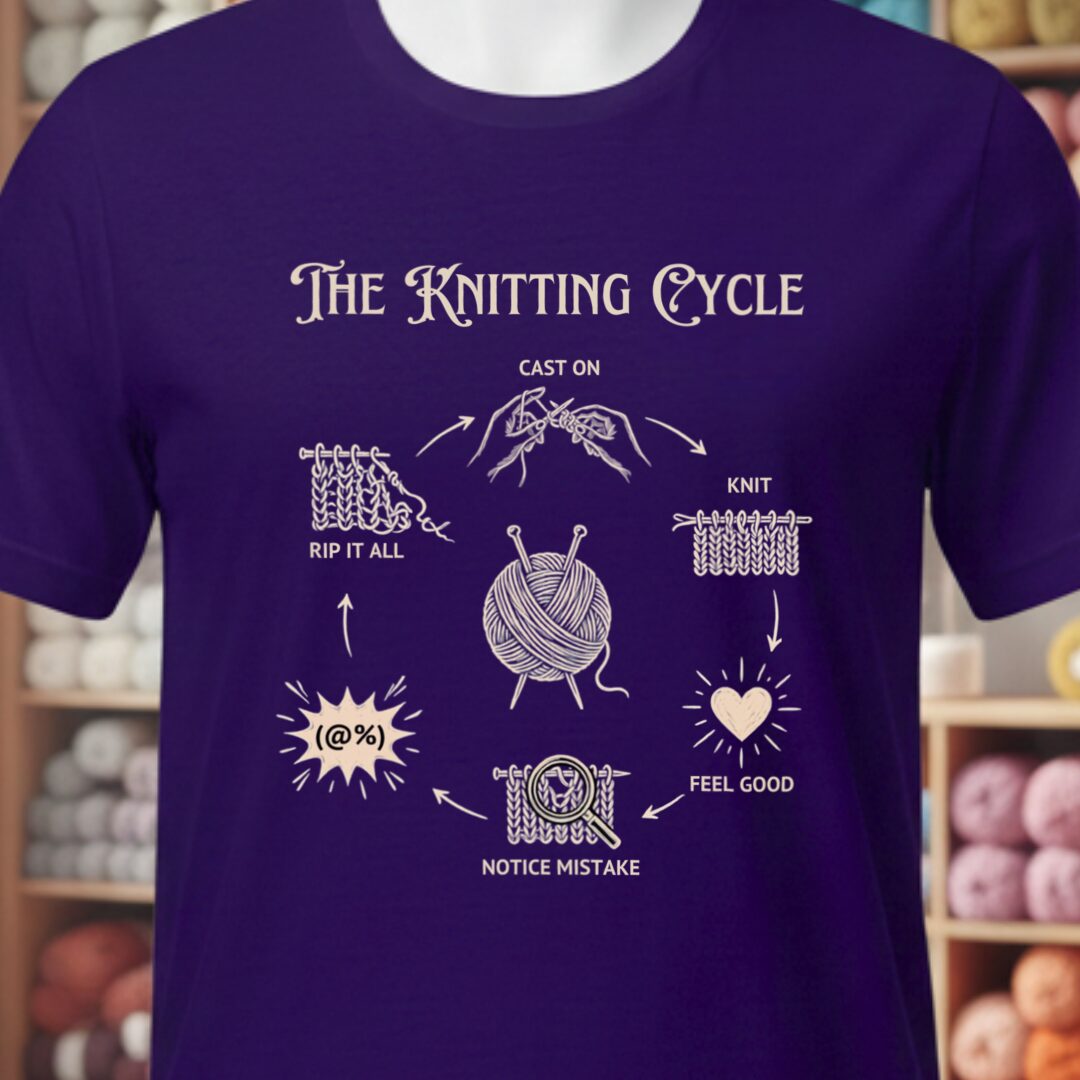 The Knitting Cycle T-Shirt Purple t-shirt