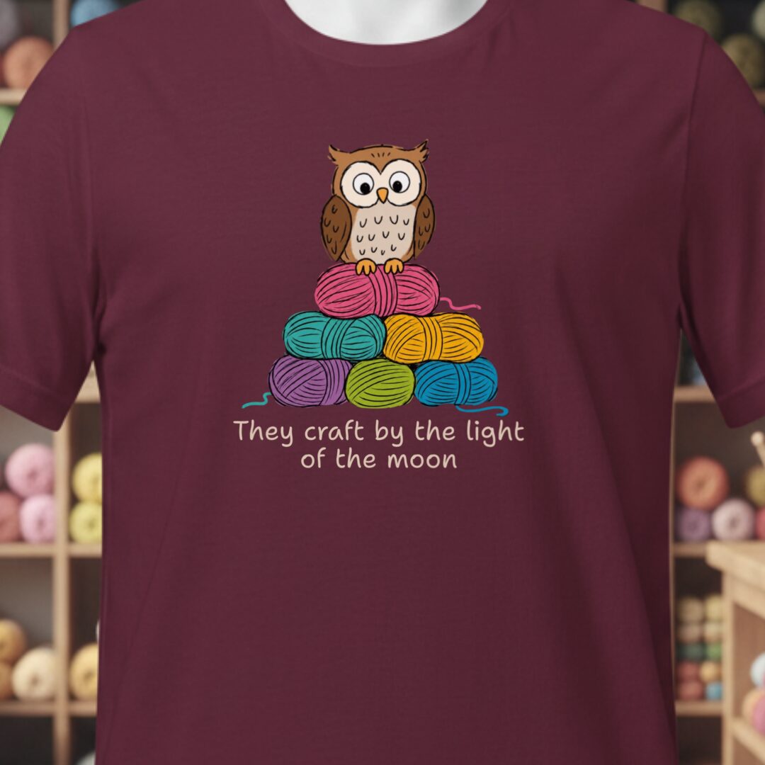 The Owl and the Yarn T-Shirt Maroon t-shirt