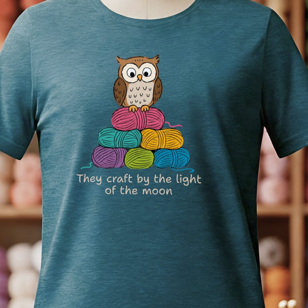 The Owl and the Yarn T-Shirt Teal Blue t-shirt