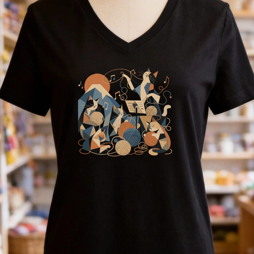 The Sound Of Yarn V-Neck T-Shirt Black t-shirt