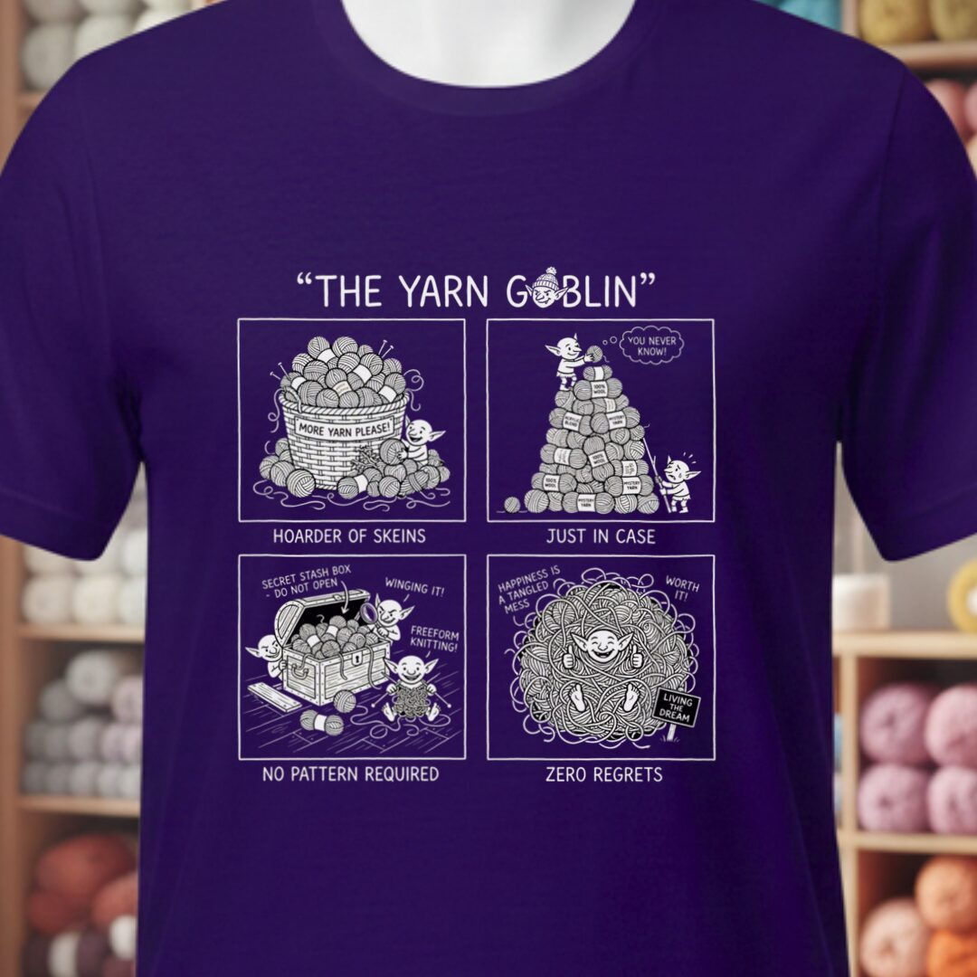 The Yarn Goblin T-Shirt Purple t-shirt