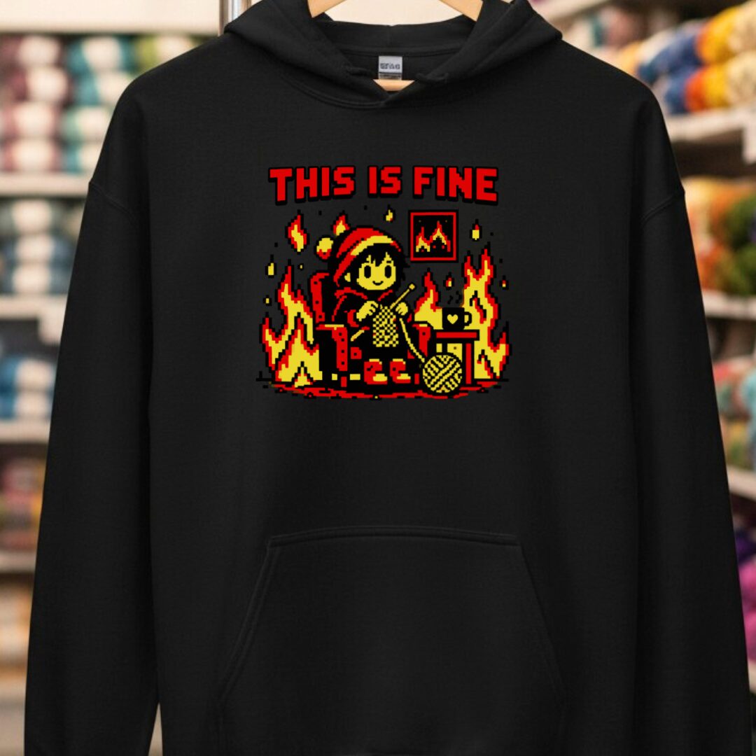 This Is Fine Hoodie Black t-shirt