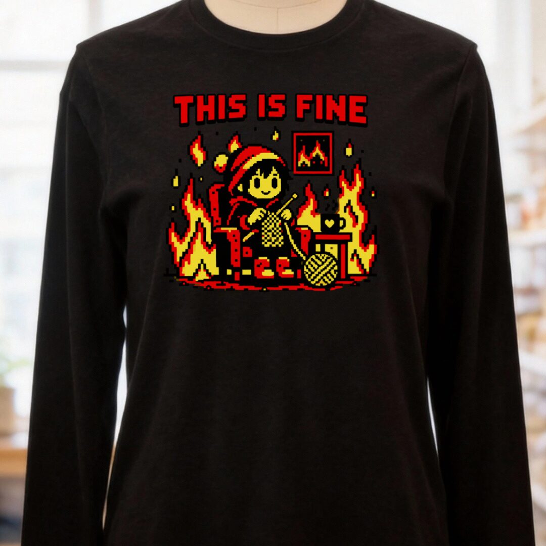 This Is Fine Long Sleeve Tee Black t-shirt