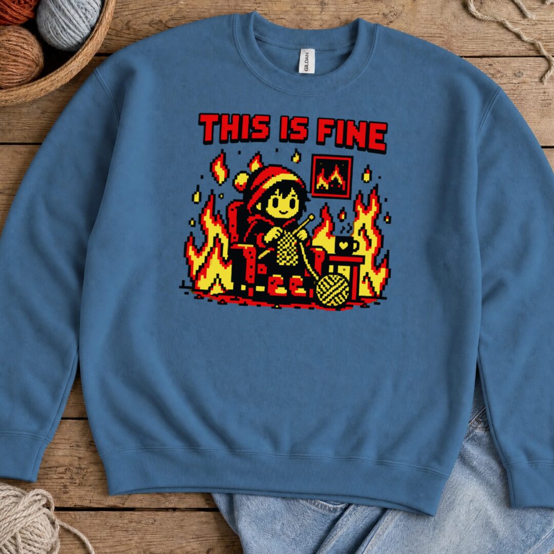 This Is Fine Sweatshirt Indigo Blue t-shirt